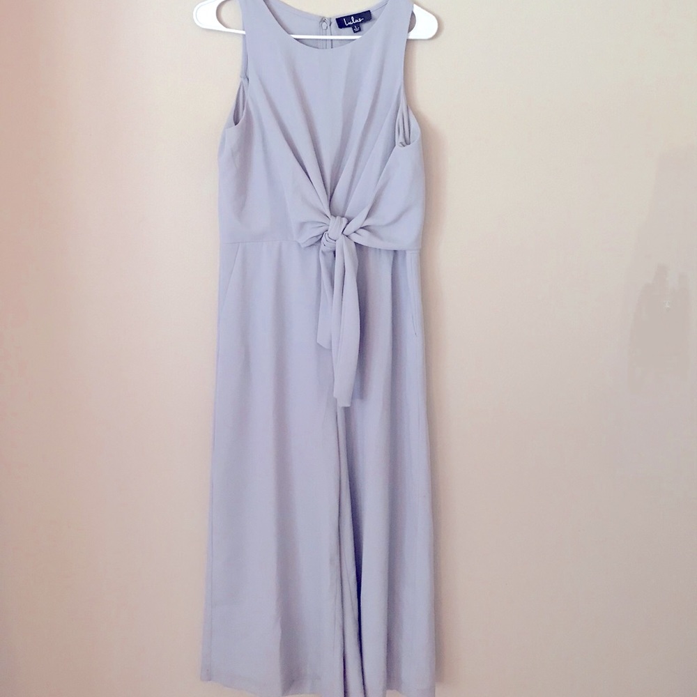 Lulu’s lilac front tie midi jumpsuit